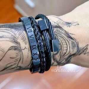 NEW 3 Piece Royal Roman Bracelet Bangle Cuff Set